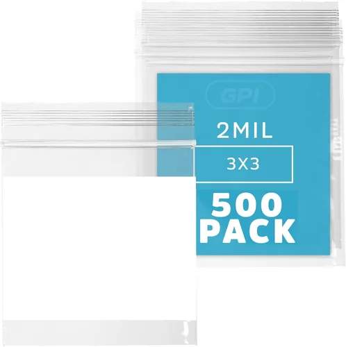 Miniatura 32 de GPI - Mini bolsas con cremallera de 1 x 1 pulgada, paquete de 1000 bolsas de plástico transparente con cierre con cremallera con bloque blanco