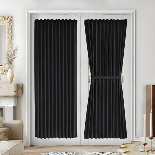 Miniatura 21 de Vatge - Cortinas autoadhesivas para puerta francesa, tratamiento de ventana con filtro de luz sin varillas ni perforaciones para puertas de cristal
