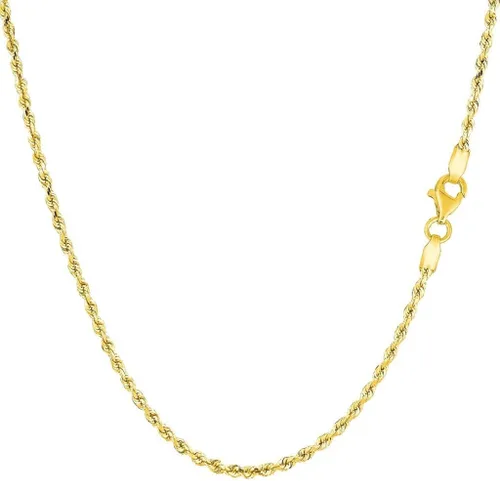 Cadena de oro amarillo real de 14 quilates de 0059in 0079in o 0098in de grosor con cierre de mosquetón 16 pulgadas 18 pulgadas 20 pulgadas 22