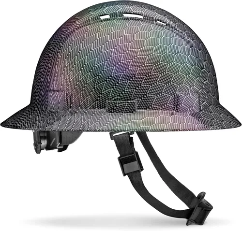 Miniatura 10 de Casco de seguridad de ala completa con ventilación, Clase C, aprobado para trabajos de construcción por OSHA, diseño premium de fibra de carbono