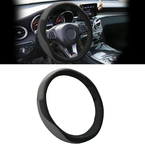 Miniatura 7 de Funda para volante de automóvil con círculo interior, protector de cuero mejorado de 15 pulgadas para hombres y mujeres, accesorios interiores