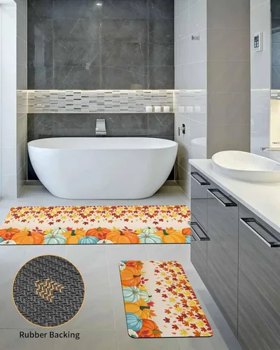 Miniatura 5 de Tapete de baño de otoño de Acción de Gracias para bañera, antideslizante, de secado rápido y absorbente, de tierra de diatomeas, tapete de cocina