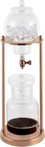 Cafetera de café helado, torre de goteo en frío, máquina de café helado de madera, acero inoxidable y vidrio de borosilicato, olla para compartir