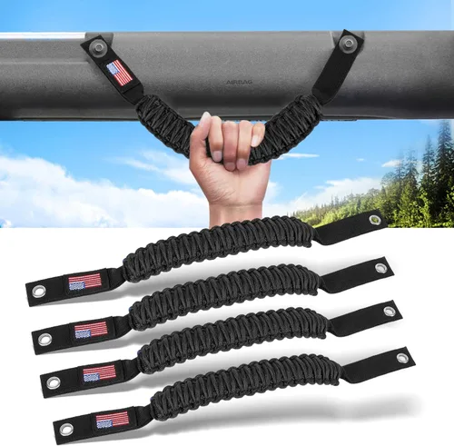 Paquete de 4 manijas de agarre de barra antivuelco para Ford Bronco, empuñaduras de paracord para Ford Bronco 2021 2022 2023 2024 de 2 puertas / 4