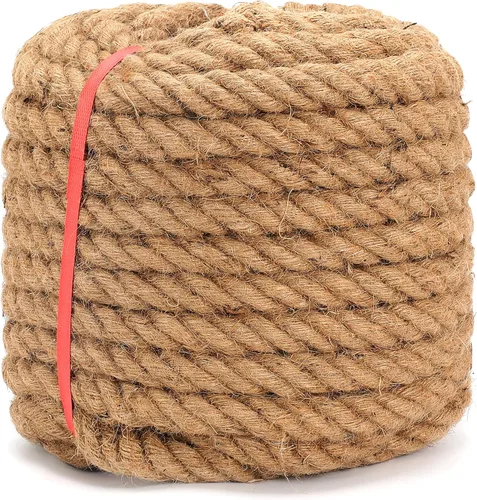 Miniatura 9 de Cuerda de yute, cuerda de manila trenzada de 0.59 pulgadas de grosor, cuerda de tira y afloja, cuerda de cáñamo natural resistente para cama
