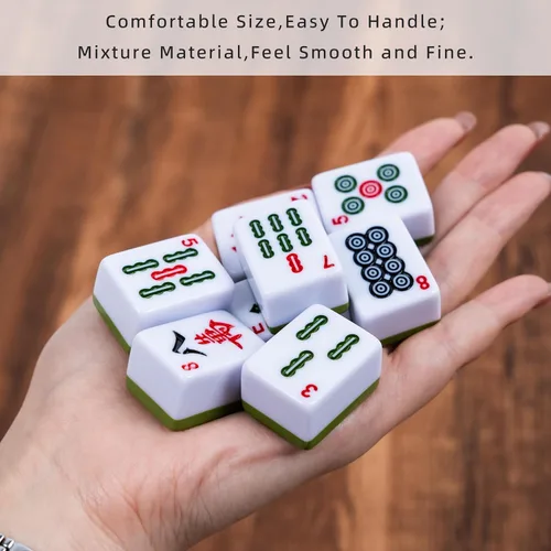 Miniatura 2 de drizzle Juego de Mahjong numerado de 1.181 in – 1.2 pulgadas portátil 146 azulejos premium – Juego de versión tradicional china – Manual para Verde