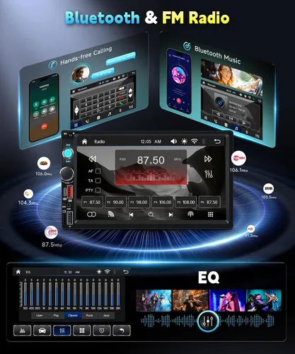 Miniatura 3 de Radio estéreo de doble DIN para automóvil, receptor de audio para automóvil con pantalla táctil de 7 pulgadas, estéreo Bluetooth de 2 DIN, enlace