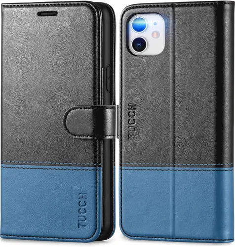 Miniatura 15 de TUCCH Funda tipo cartera para iPhone 11, [con bloqueo RFID] ranuras para tarjetas, soporte, cierre magnético, funda protectora de piel sintética