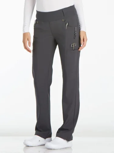 Miniatura 6 de Cherokee Pantalones Médicos para Mujeres de Tiro Medio Pierna Recta Pantalones de Uniforme Médico para Mujeres sin Cierre con 6 Bolsillos