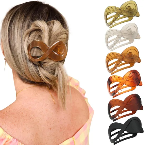 Miniatura 13 de Pinzas de pelo planas French Concord - 6 piezas, pinzas de pelo curvas sin deslizamiento, pinzas de agarre para volumen, pinzas de pelo para mujeres