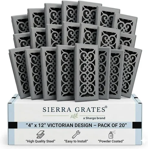 Miniatura 39 de Registro victoriano de piso de 4 x 10 pulgadas en acabado gris granito - Cubiertas de ventilación para piso del hogar - Cubiertas decorativas
