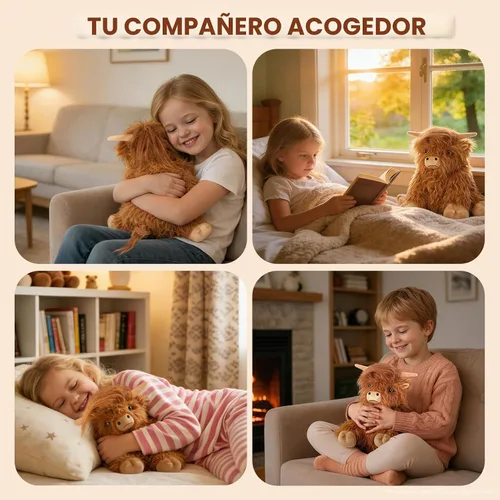 Miniatura 7 de SuzziPals Vaca de las Tierras Altas de Peluche Calentable y Enfriable, Almohadilla Calentable Microondable para Relajación y Alivio, Juguetes