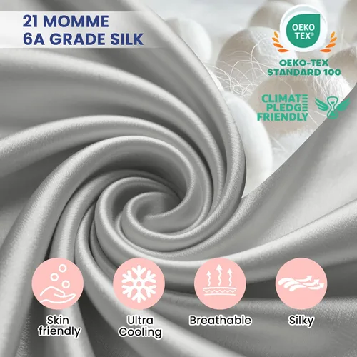 Miniatura 7 de Ravmix Fundas de almohada de seda con cremallera, de seda de morera de 21 momme para la salud del cabello y la piel, funda de almohada suave, lisa