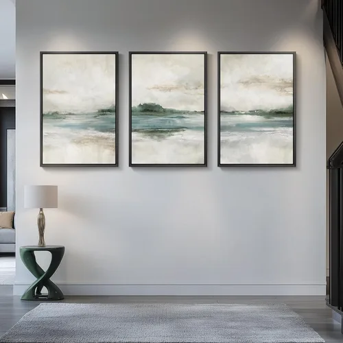 Miniatura 8 de Arte de pared abstracto de paisaje natural enmarcado grande para sala de estar, juego de 3 impresiones en lienzo modernas, pinturas para paredes
