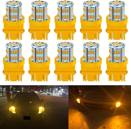 3157 Bombilla LED ámbar de señal de giro intermitente 3156 3056 3057 4157 3047 4057 T25 3457 Bombillas LED para luces indicadoras laterales (10