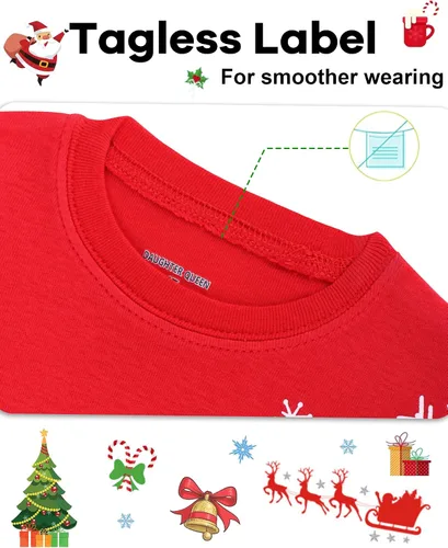 Miniatura 2 de DAUGHTER QUEEN Pijamas de Navidad para niños y niñas de 18 meses-12 años, ropa de dormir 100% algodón
