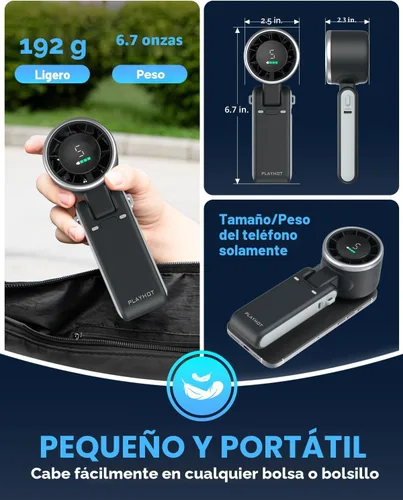 Miniatura 6 de PlayHot Ventilador turbo portátil de mano, de 5 velocidades, funciona con pilas, hasta 12 horas de batería, de mano 3 en 1, con refrigeración Air
