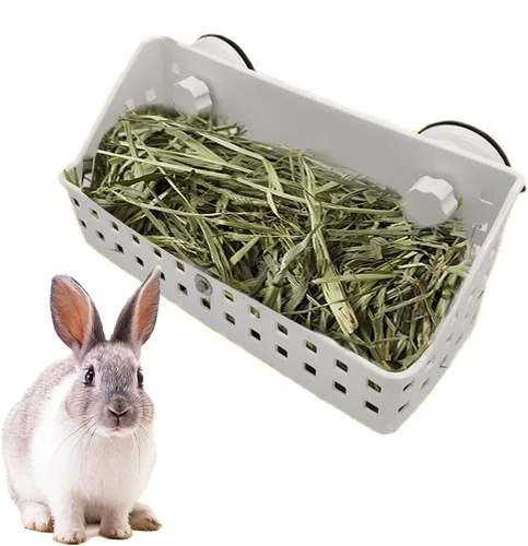 Miniatura 8 de kathson Comedero de heno para conejos, soporte de heno para conejillos de indias, estante de heno de plástico para conejos y animales pequeños