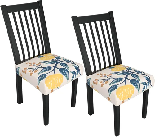 Miniatura 138 de Juego de 4 fundas elásticas para sillas de comedor, fundas para sillas de comedor con estampado floral, fundas para asientos de sillas con estampado