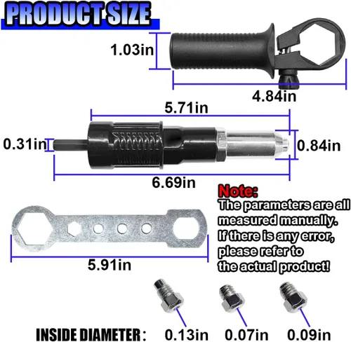 Miniatura 2 de Kit adaptador de pistola de remache pop, herramienta de taladro de remache con cabezales de remaches de 0.094 in/0.126 in/0.157 in/0.189 in