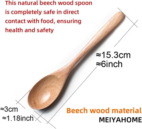 Miniatura 3 de Cuchara de café de madera de 6 pulgadas, cuchara de madera de haya natural, cuchara de postre para té de tarde, cuchara de té, agitadores de madera
