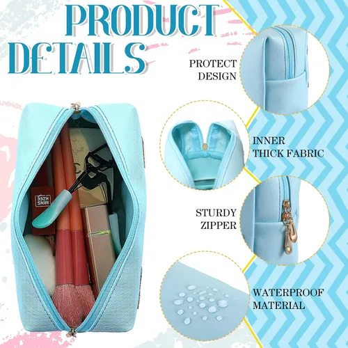 Miniatura 3 de Hillban 2 piezas Big Little Sorority Gifts Preppy Bolsa de cosméticos de piel sintética con parche de letras, bolsa de maquillaje portátil con bolsa