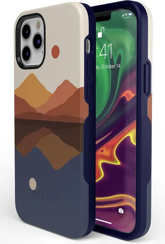 Miniatura 7 de Funda Casely para iPhone 12/12 Pro Los opuestos se atraen Montañas de día y noche Compatible con MagSafe Diseño protector audaz