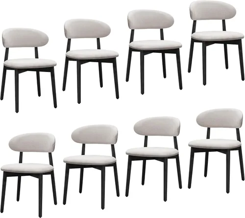 Miniatura 16 de Juego de 2 sillas de comedor estilo granja, sillas de cocina tapizadas de tela moderna de mediados de siglo, sillas de comedor de madera