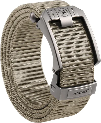 Miniatura 12 de JUKMO Cinturón de trinquete para hombre, cinturón táctico de nailon con hebilla deslizante automática, ribete ajustable para adaptarse