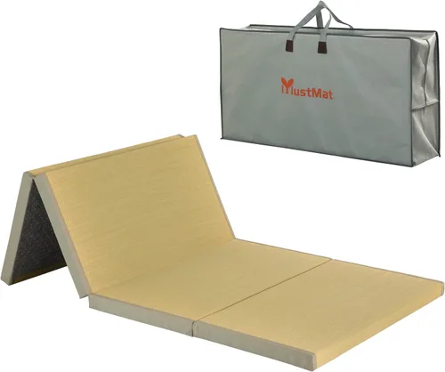 Miniatura 9 de MustMat Tapete grueso de tatami individual XL, cama de tatami japonés con bolsa de almacenamiento, 39 x 80 x 2 pulgadas (negro)