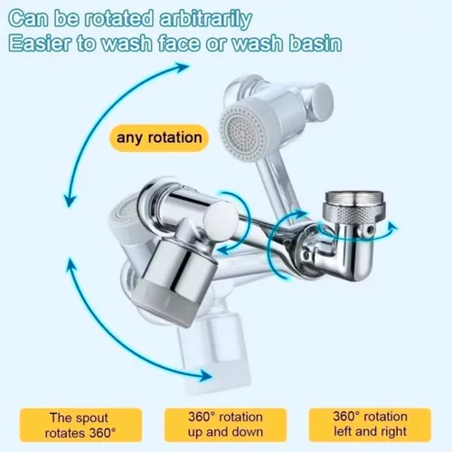 Miniatura 5 de Grifo de brazo robótico giratorio de 1080° – Modelo universal: grifo de filtro de salpicaduras, adaptador de boquilla de agua de brazo robótico