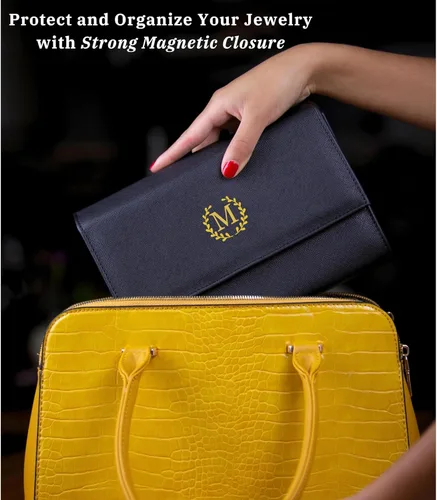 Miniatura 4 de COSMIYA Joyero de viaje personalizado con inicial, regalos personalizados con monograma para mujeres, regalos de dama de honor, organizador de joyas