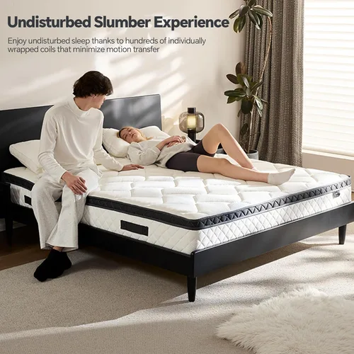 Miniatura 3 de Colchón de cama individual en una caja, colchón híbrido individual de 10 pulgadas con resortes individuales y espuma viscoelástica, suave