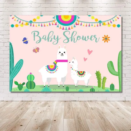 Miniatura 6 de Fondo de cabina de estudio fotográfico para baby shower, fiesta rosa, cactus mexicano, llama, mamá, señorita, fondos de fotografía para suministros