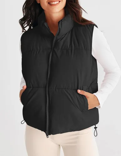 Miniatura 2 de MEROKEETY Chaleco acolchado para mujer, cuello alto, con cremallera, sin mangas, con bolsillos