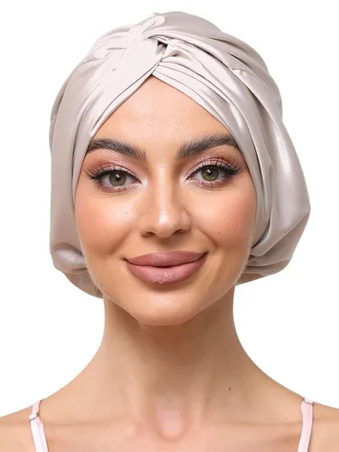 Miniatura 17 de Gorro de satén de seda ajustable para envolver el cabello para dormir, gorro de dormir de doble capa, turbante nocturno para cabello largo y rizado