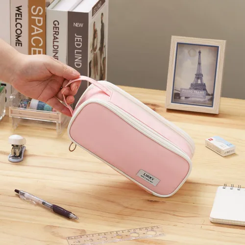 Miniatura 4 de Dugio Estuche grande con cremallera para lápices para niñas, adultos y niños, bolsa organizadora de lápices estéticos, bolsa organizadora de gran