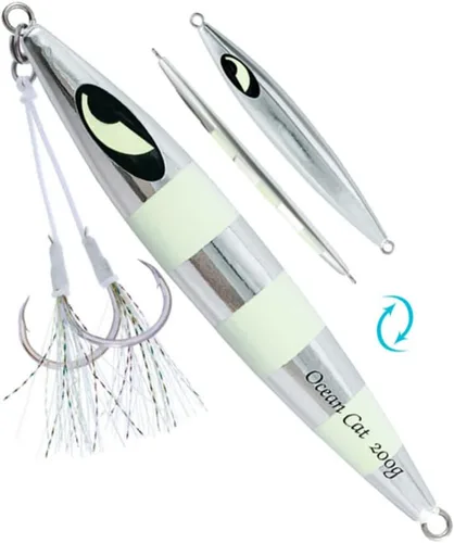 Miniatura 15 de OCEAN CAT Señuelos de pesca con jigging de paso lento, kit de plantillas brillantes para pesca en agua salada con ayuda de anzuelo lento, anzuelo