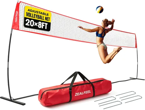 Miniatura 12 de ZEALFEEL Red de voleibol, red de entrenamiento de voleibol de 12 pies/20 pies para patio trasero de altura ajustable, red de práctica portátil