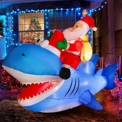 Miniatura 8 de MiniInflat Casa de jengibre inflable navideña de 5.4 pies, decoraciones navideñas para exteriores, decoración inflable navideña para patio con LED