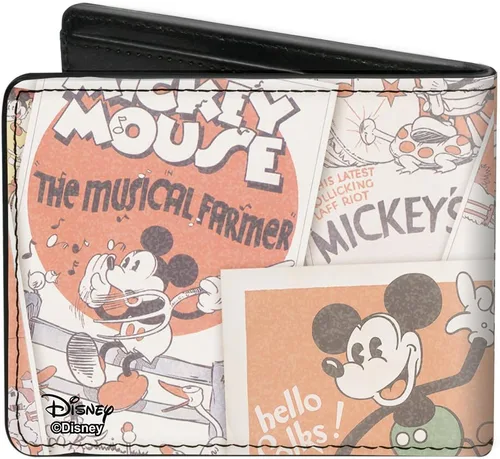 Miniatura 2 de Cartera Plegable PU Clásico Mickey Sentado Pose Primer Plano Apilado Comics