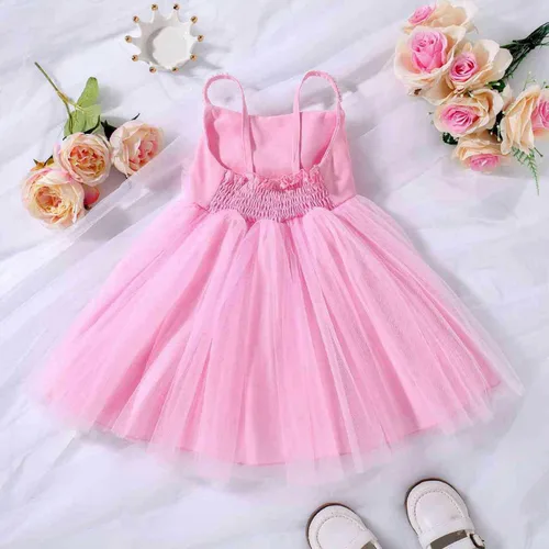 Miniatura 5 de Vestido de verano para niñas pequeñas, vestido de manga corta, vestido de cuello para niños, vestido deportivo sólido de 5 meses
