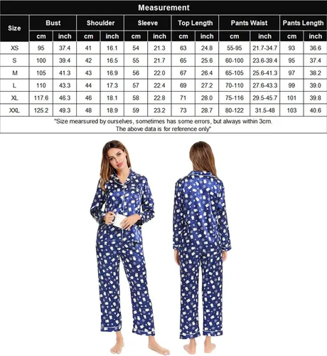Miniatura 7 de SWOMOG - Conjunto de pijama de dos piezas, de satén de seda con botones, para mujer