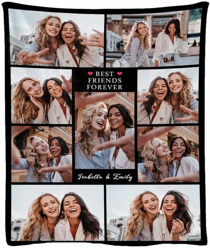 Miniatura 32 de Manta de franela suave personalizada para BFF con 6 fotos, tamaño de manta de 30 x 40 pulgadas
