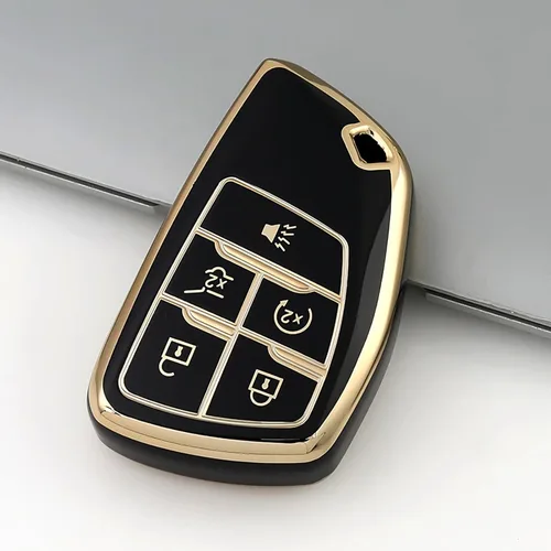 Miniatura 3 de Funda para llavero de Chevy con llavero de cuero carcasa de llave de TPU suave compatible con Chevrolet 2021 2022 2023 2024 Suburban Tahoe Silverado