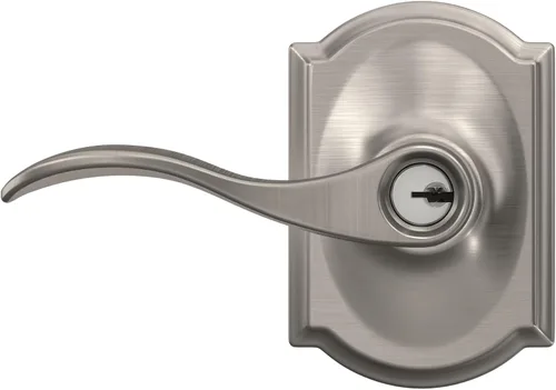 Miniatura 7 de SCHLAGE - Manija Accent con cerradura de entrada con llave y moldura Camelot en níquel satinado - F51A ACC 619 CAM