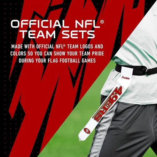 Miniatura 4 de Franklin Sports NFL - Conjuntos de fútbol con bandera del equipo de la NFL, cinturones + banderas, para niños + adultos, se adapta a cintura