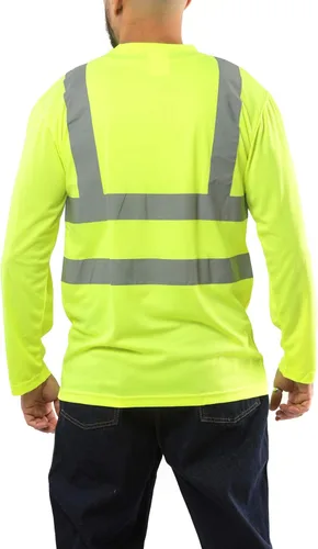 Miniatura 4 de Kolossus Camisas de trabajo para hombre - Manga larga de alta visibilidad - Ropa de construcción - Reflectante - Bolsillos delanteros - ANSI Clase 2