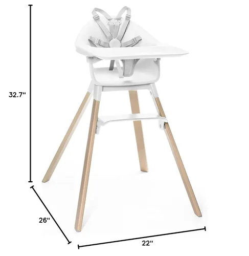 Miniatura 10 de Stokke Clikk Silla alta, color blanco, silla alta todo en uno con bandeja + arnés - Ligero, duradero y apto para viajes, ergonómica