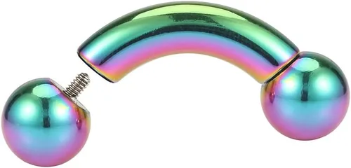 Miniatura 2 de Ruifan Rainbow plateado 316L acero quirúrgico con rosca interna, curvada curvada, 2G, 4G, 6G, 8G, 0G 00G